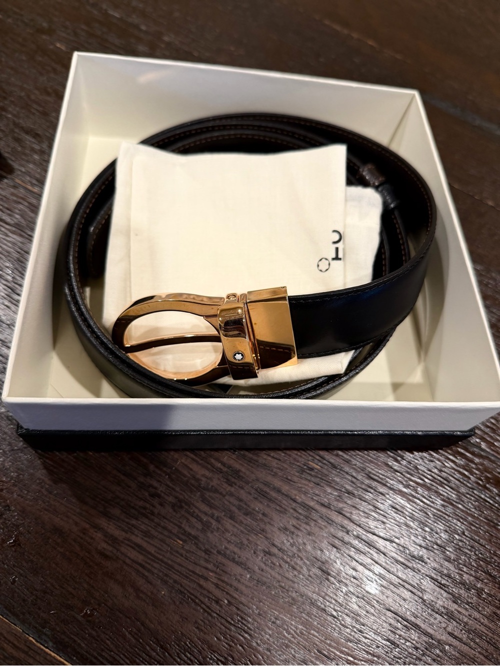 Montblanc Black Leather Belt 42-44